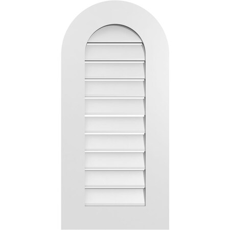 Ekena Millwork Round Top Surface Mount PVC Gable Vent: Functional, w/ 3-1/2"W x 1"P Standard Frame, 16"W x 34"H GVPRT16X3401SF